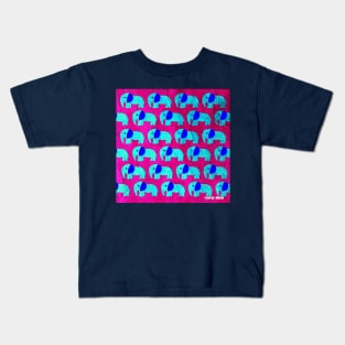 elephant in pink wonderwall ecopop pattern Kids T-Shirt